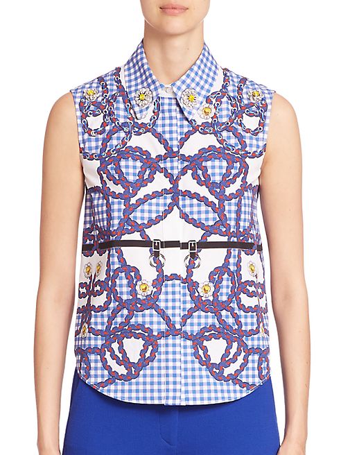 Mary Katrantzou - Hoyston Rope Embellished Stretch-Cotton Top