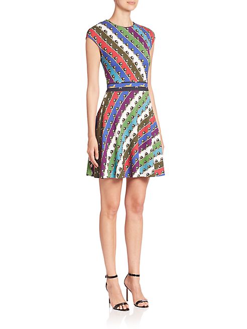 Mary Katrantzou - Pinto Cap-Sleeve Lion Stripe Dress