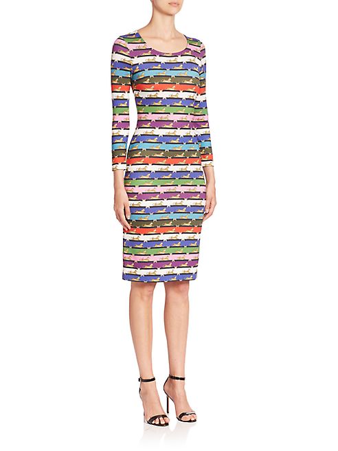 Mary Katrantzou - Pluto Three-Quarter Sleeve Lion Stripe Dress