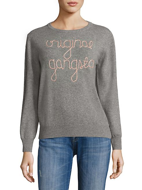 Lingua Franca - Original Gangsta Embroidered Cashmere Sweater