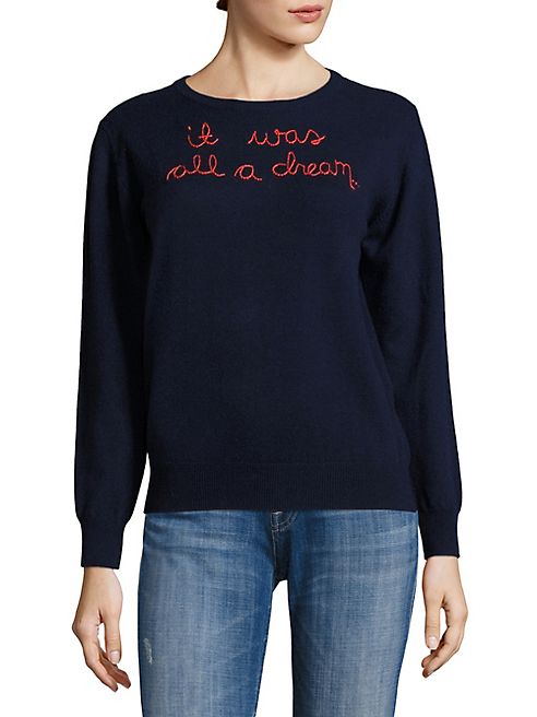 Lingua Franca - It Was All A Dream Embroidered Cashmere Sweater