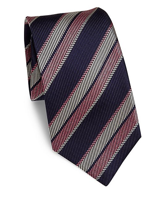 Kiton - Stripe Textured Silk Tie