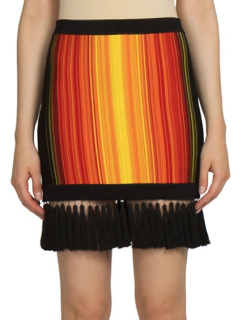 Balmain - Sunshine Stripe Fringe-Hem Skirt