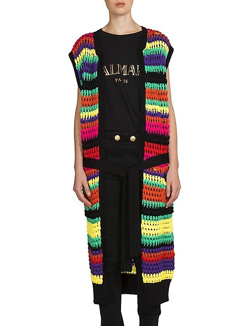 Balmain - Multicolor Crochet Knit Cardigan