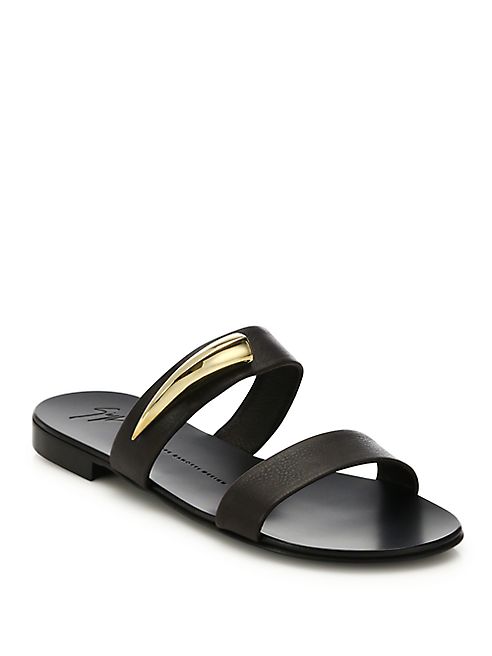 Giuseppe Zanotti - Moro Leather Double-Strap Slides