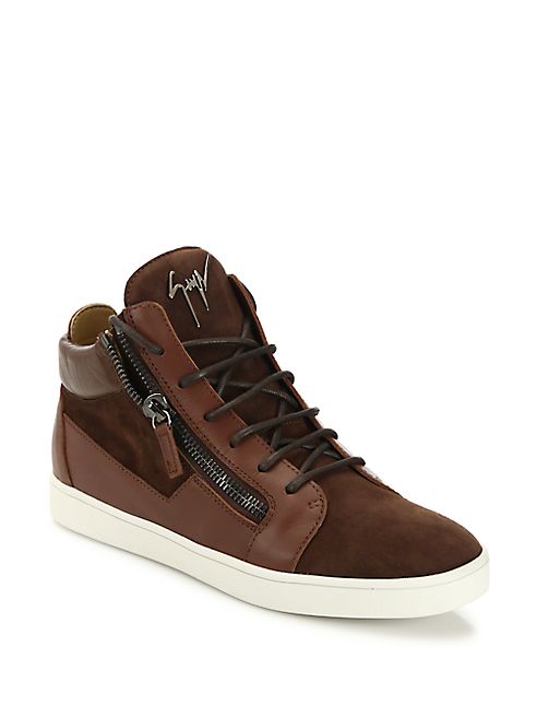 Giuseppe Zanotti - Suede & Leather Terra Mid-Top Sneakers