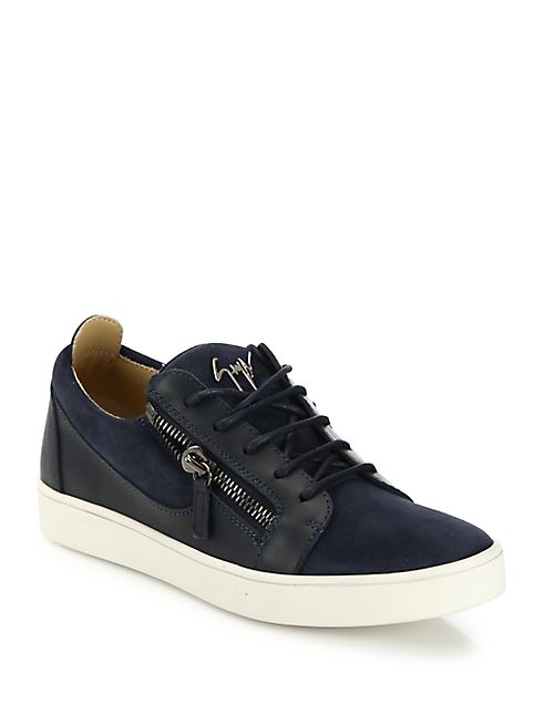 Giuseppe Zanotti - Zippered Suede & Leather Low-Top Sneakers