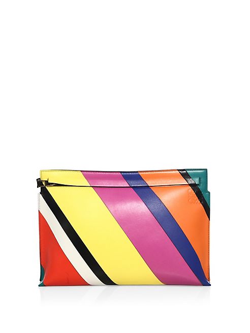 LOEWE - T Multicolor Stripe Leather Pouch