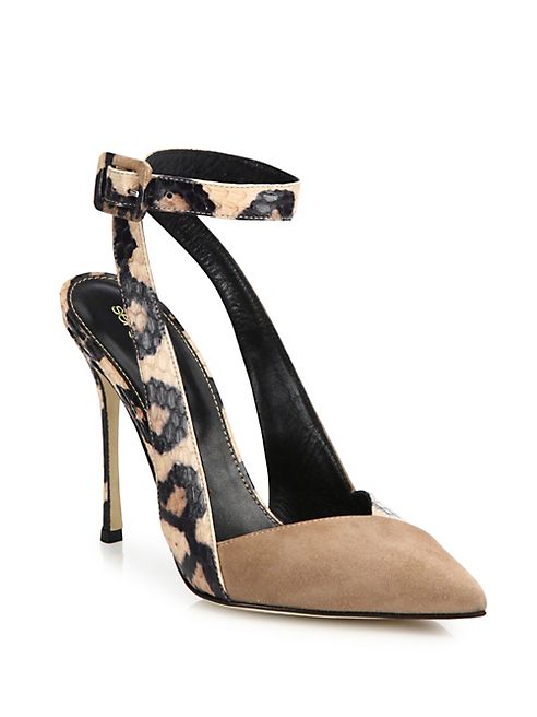 Sergio Rossi - Bright Leopard Skin Posh Suede & Leather d'Orsay Pumps