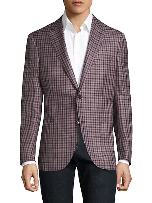 Luciano Barbera - Mini-Checkered Wool, Silk & Linen Blazer