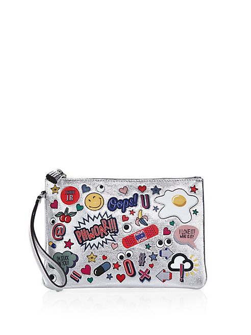 Anya Hindmarch - All Over Stickers Metallic Leather Pouch