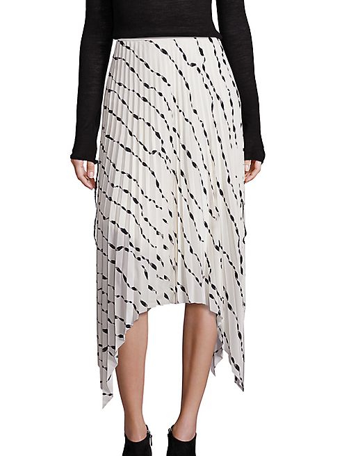 Helmut Lang - Silk Pleated Printed Skirt