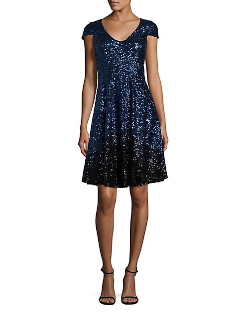 Badgley Mischka - Ombre Sequin Cocktail Dress