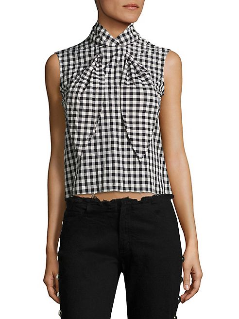 Marques'Almeida - Gingham Plaid Knot Top