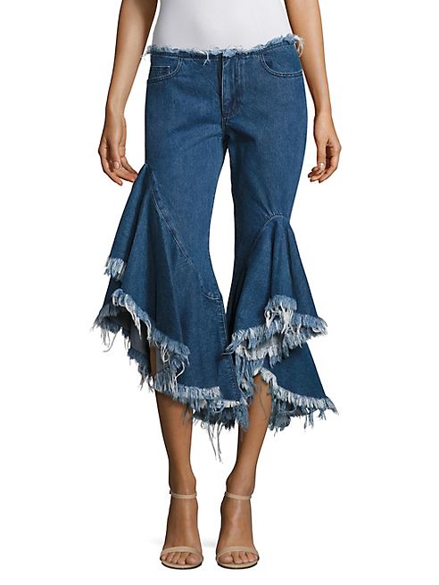 Marques'Almeida - Frayed Denim Capri Jeans