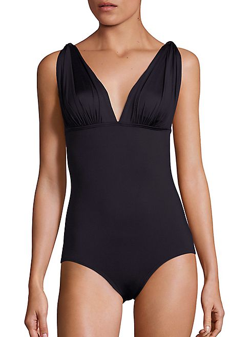 Carmen Marc Valvo - Classic Weave Draped One-Piece Swimsuit