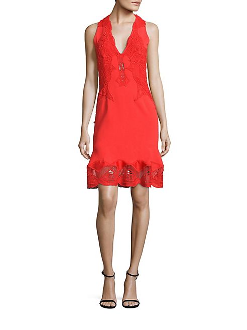 Jonathan Simkhai - Lace Applique Drop-Waist Dress