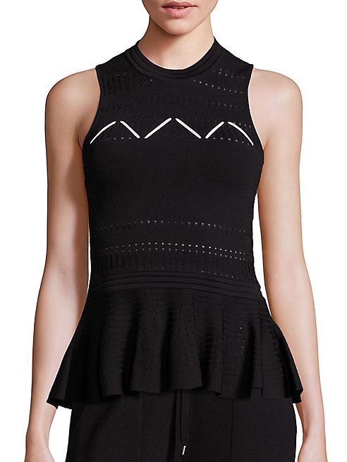 Jonathan Simkhai - Pointelle Knit Peplum Tank Top