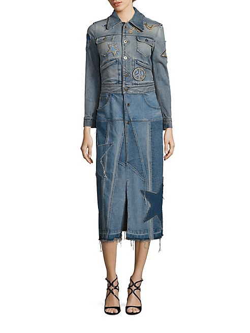 Roberto Cavalli - Embroidered Denim Dress