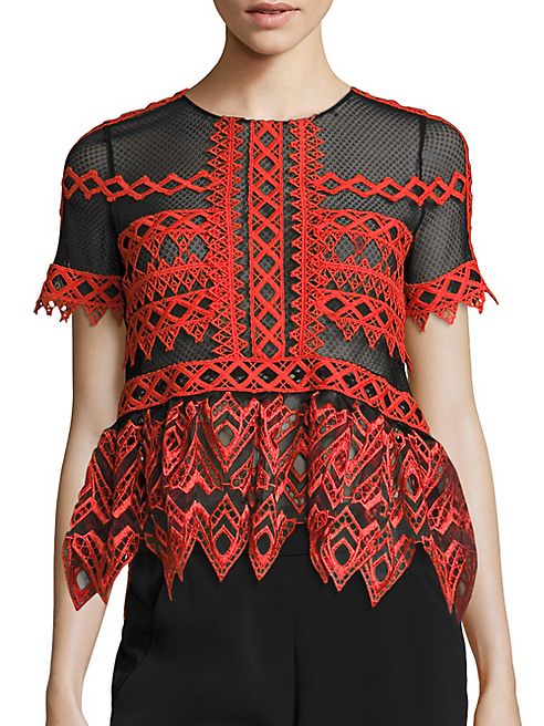 Jonathan Simkhai - Embroidered Organza Peplum Top