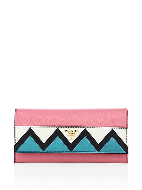 Prada - Saffiano Leather Zigzag Continental Flap Wallet