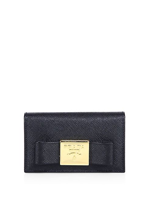 Prada - Bow Saffiano Leather Card Wallet