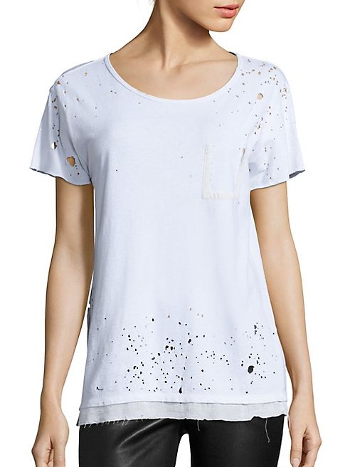 RtA - Isabelle Distressed Silk-Lined Tee