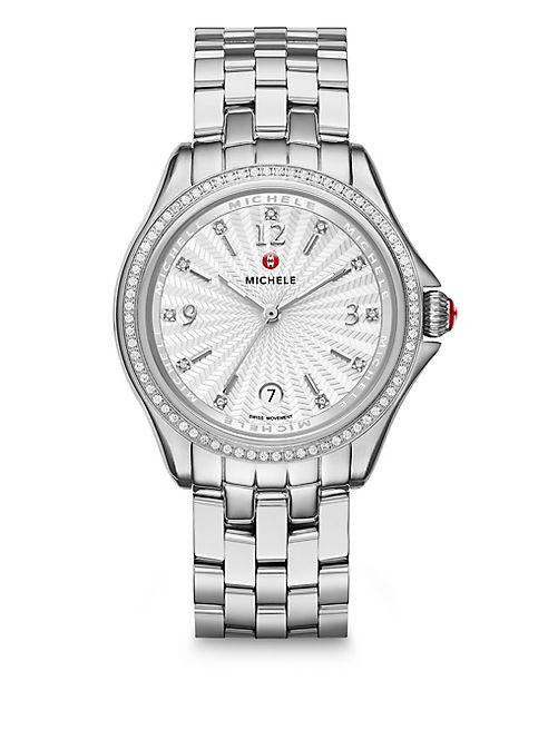 Michele Watches - Belmore Chronograph Diamond & Stainless Steel Bracelet Watch