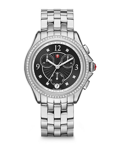 Michele Watches - Belmore Chronograph Diamond & Stainless Steel Bracelet Watch