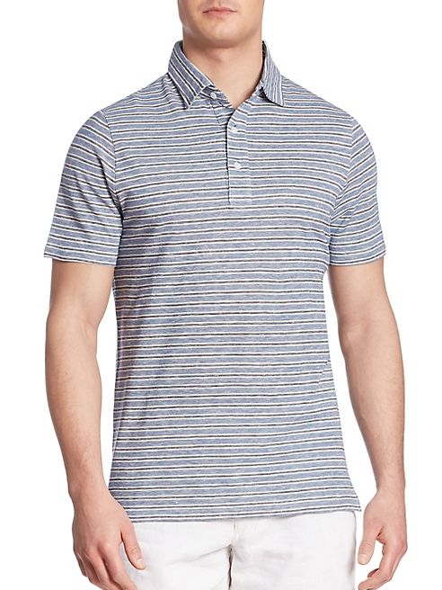 Saks Fifth Avenue Collection - Striped Cotton-Blend Polo