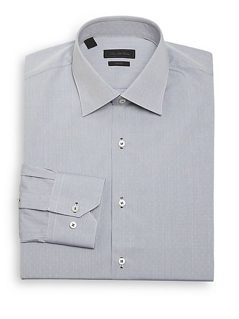 Saks Fifth Avenue Collection - Regular-Fit Micro Checked Dress Shirt