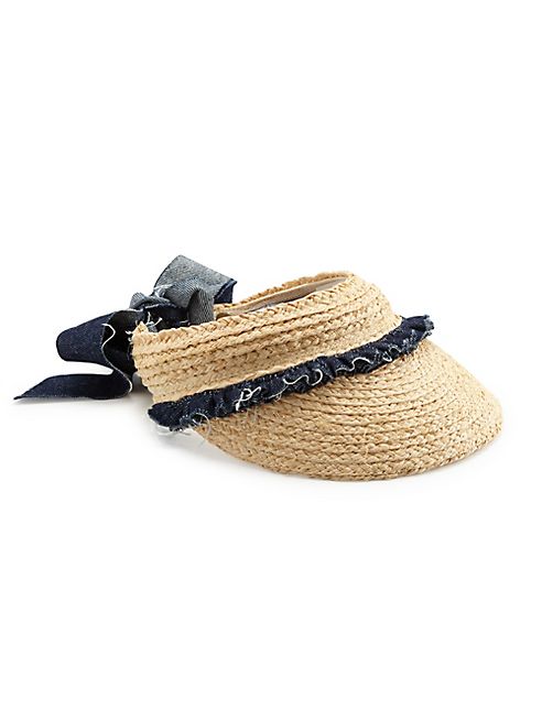 Lola Hats - Pinafore Denim-Trim Raffia Visor