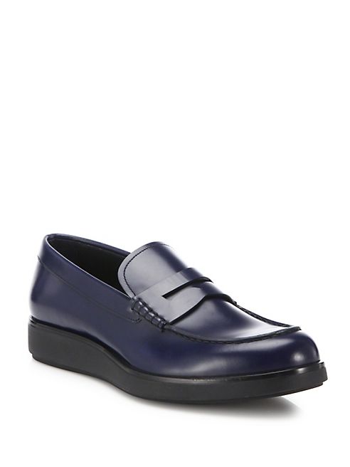 Prada - Penny Creeper Leather Loafers