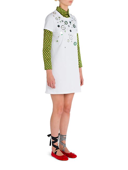 Miu Miu - Embroidered Short Sleeve Dress