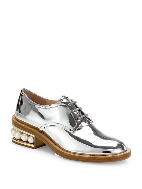 Nicholas Kirkwood - Casti Pearly Heel Metallic Leather Loafers