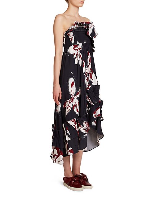 Cédric Charlier - Printed Ruffle Midi Dress