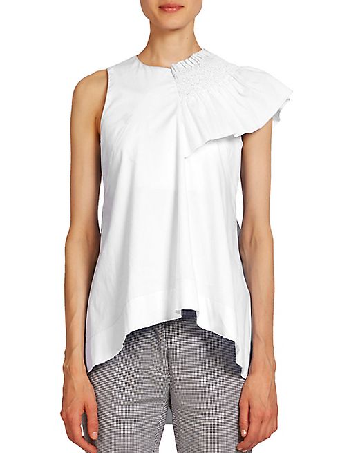 Cédric Charlier - Asymmetric Smocked Blouse