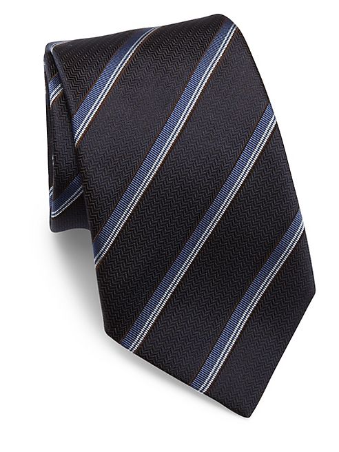 Armani Collezioni - Striped Woven Jacquard Silk Tie