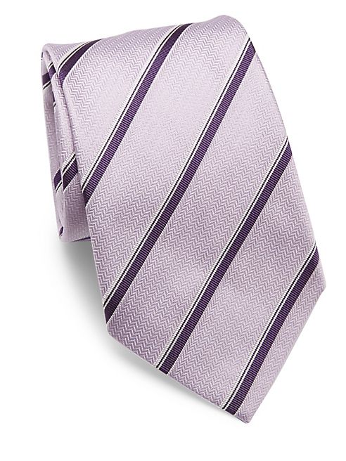 Armani Collezioni - Striped Woven Jacquard Silk Tie