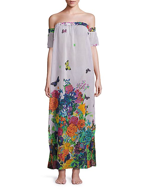 MILLY - Floral Print Aruba Silk Cover-Up