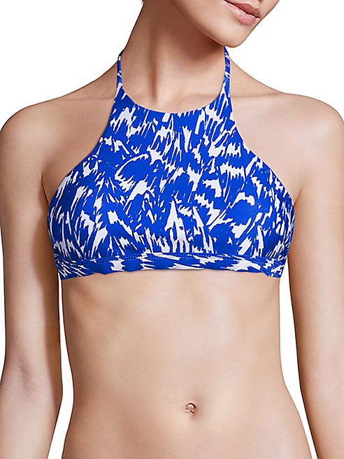 MILLY - Brushstroke High-Neck Halter Bikini Top