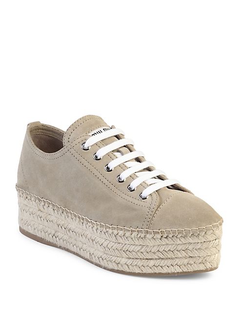 Miu Miu - Suede Espadrille Platform Sneakers