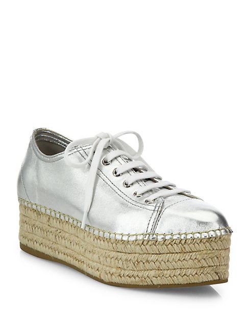 Miu Miu - Metallic Leather Espadrille Platform Sneakers