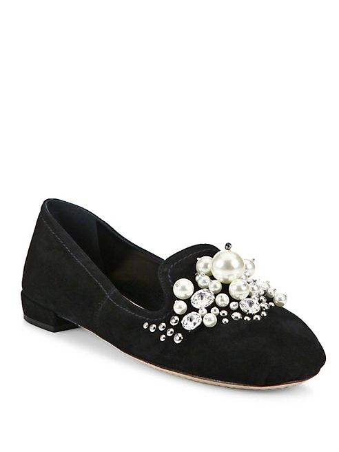 Miu Miu - Jeweled Suede Loafers