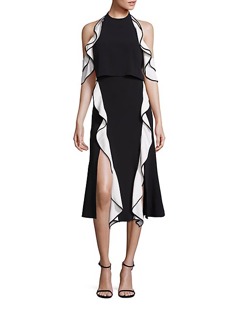 Jonathan Simkhai - Crepe Ruffle Cold-Shoulder Dress