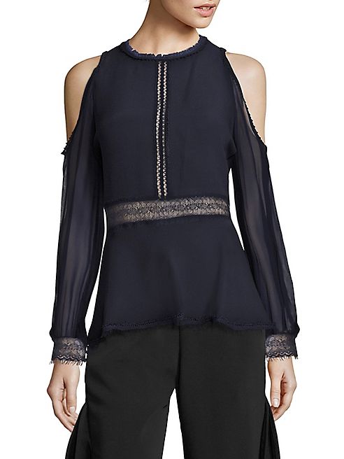 Jonathan Simkhai - Silk Lace Blouson Sleeve Top