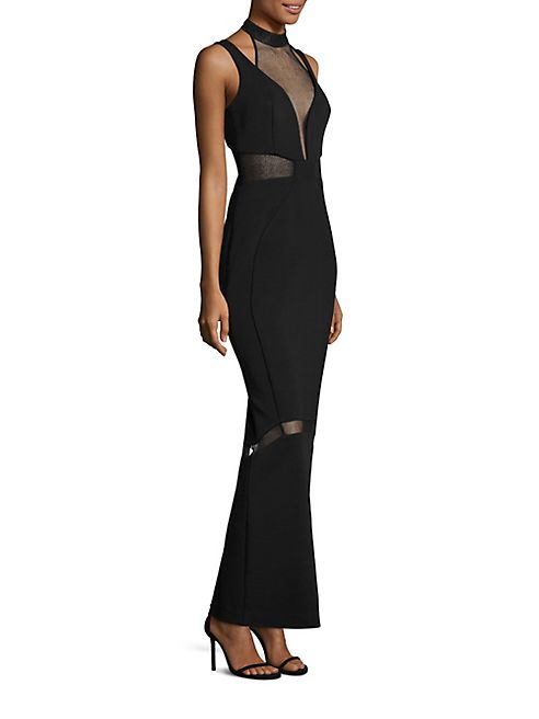 NICHOLAS - Layered Sheer Inset Gown