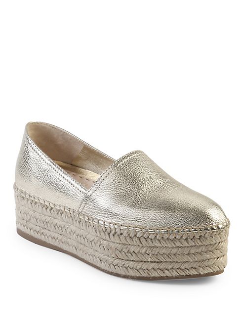 Miu Miu - Metallic Leather Espadrille Platform Espadrilles