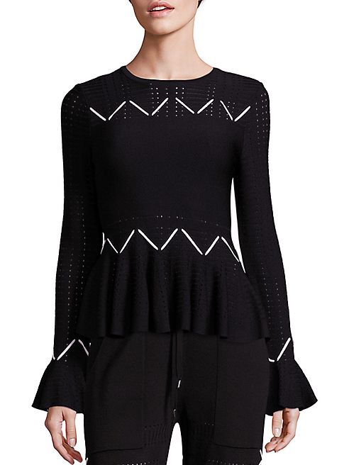 Jonathan Simkhai - Pointelle Knit Peplum Top