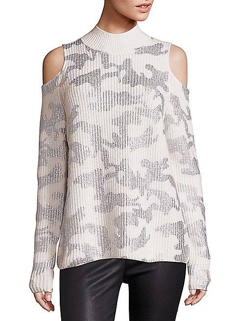 Zoë Jordan - Hawking Wool & Cashmere Camo Cold-Shoulder Sweater